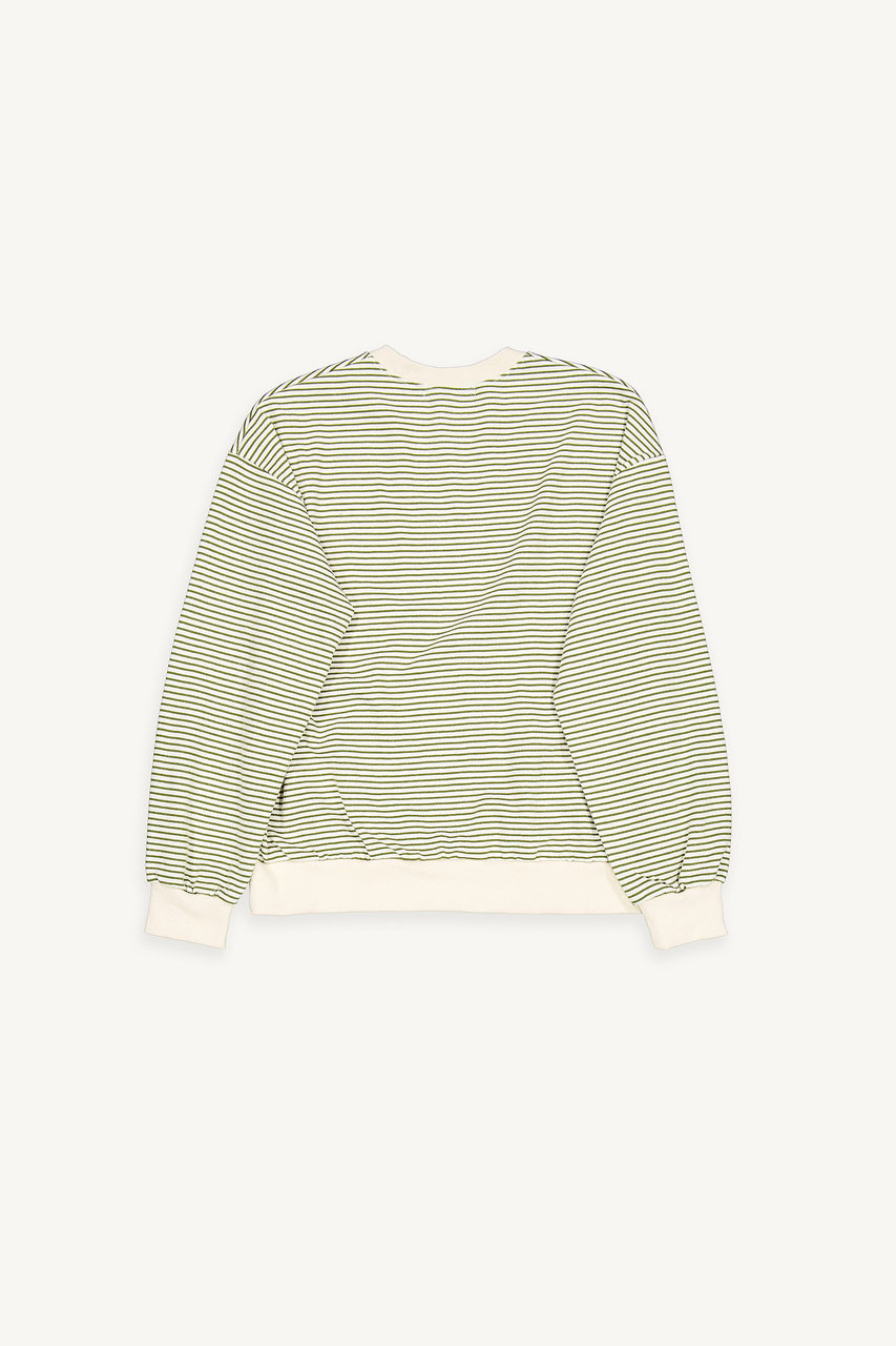 Fleece Daisy Stripe Sweatshirt, Khaki