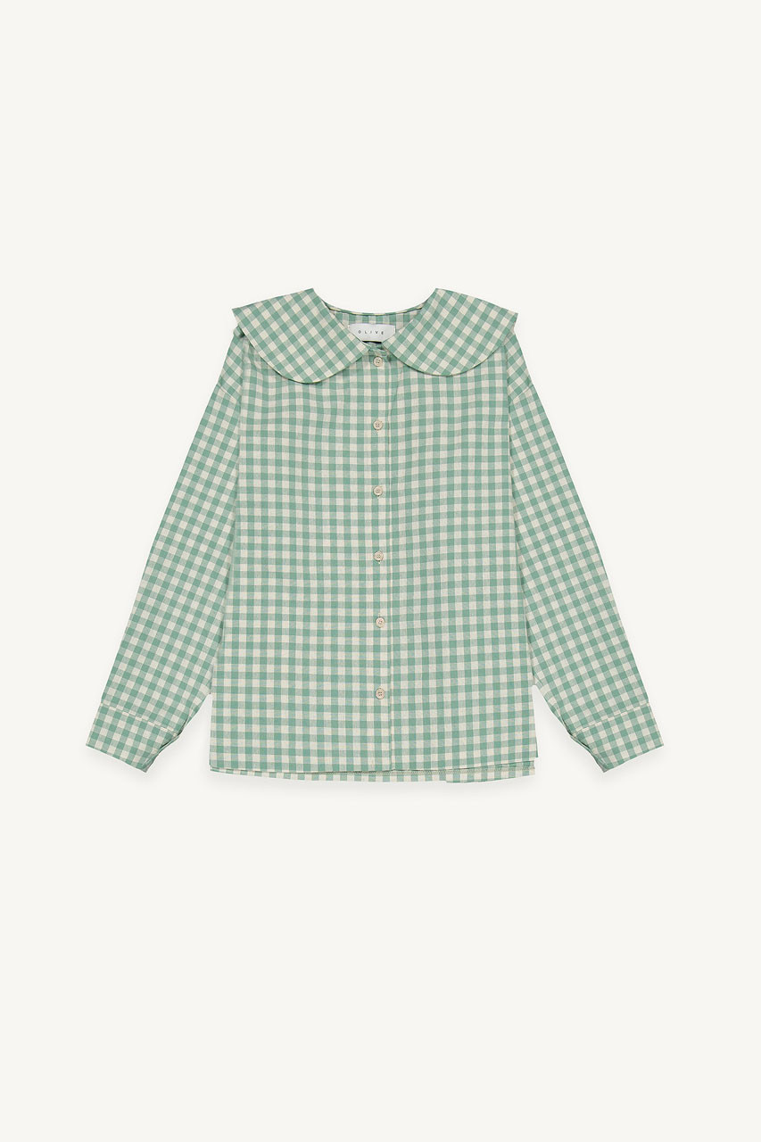 Peter Pan Collar Gingham Blouse, Mint