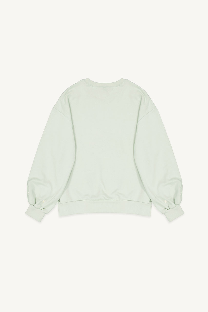 White Lilac Embroidery Sweatshirt, Mint