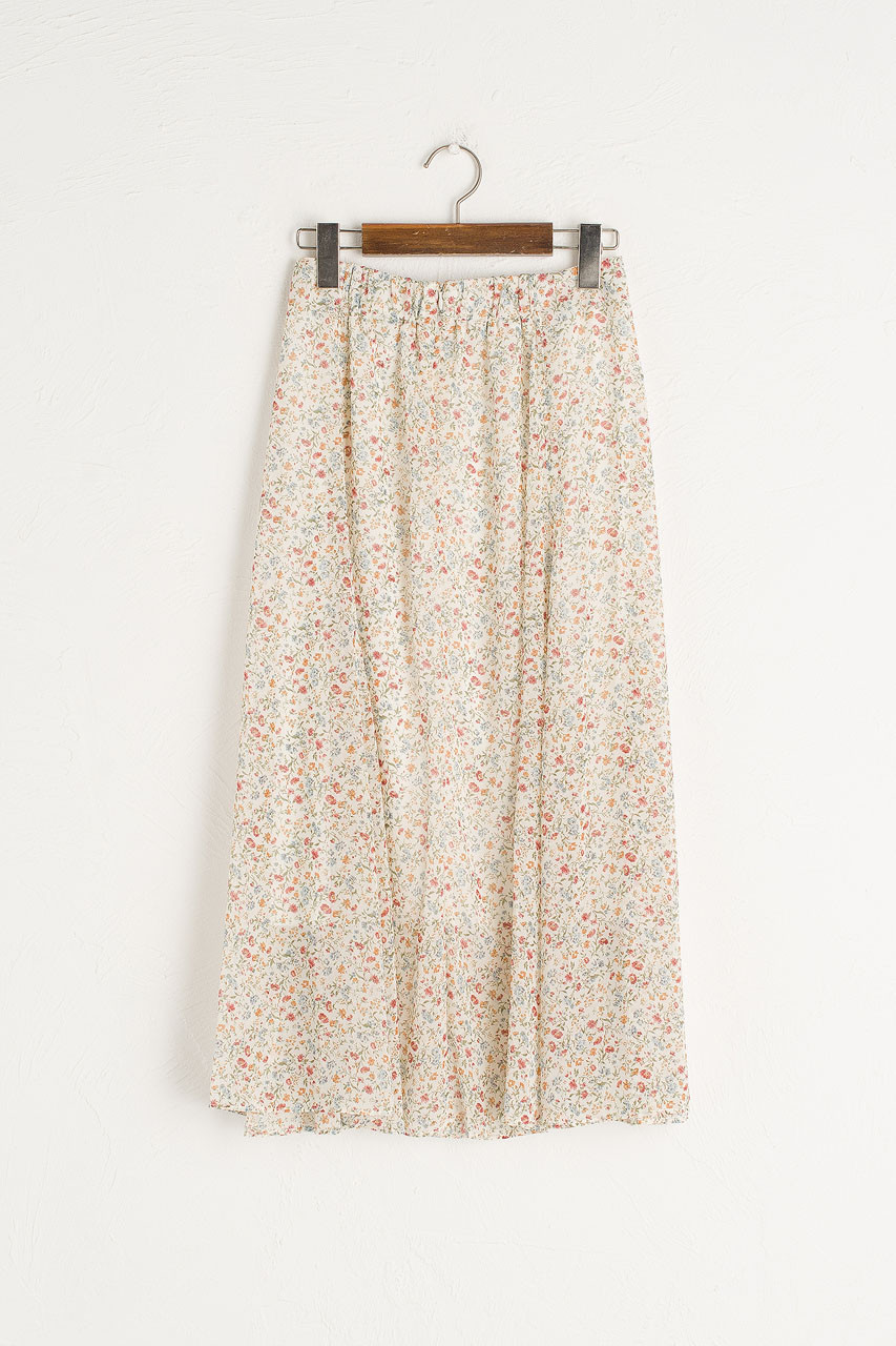 Yuha Flower Print Skirt, Ivory