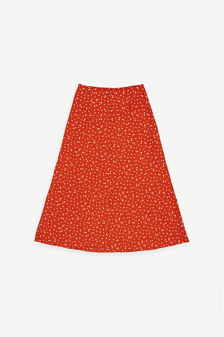 Yuha Flower Print Skirt, Red