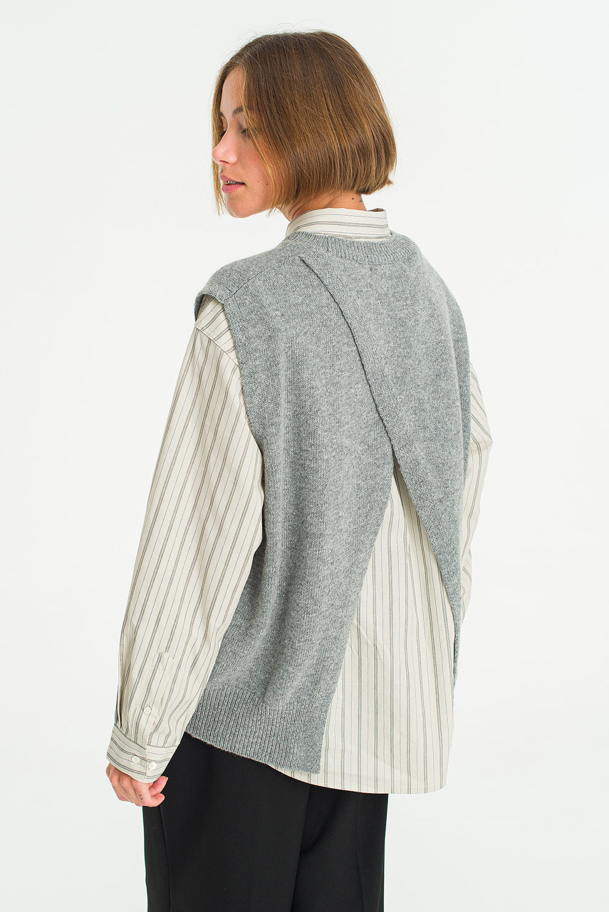 Leah Open Back Knit Vest, Grey