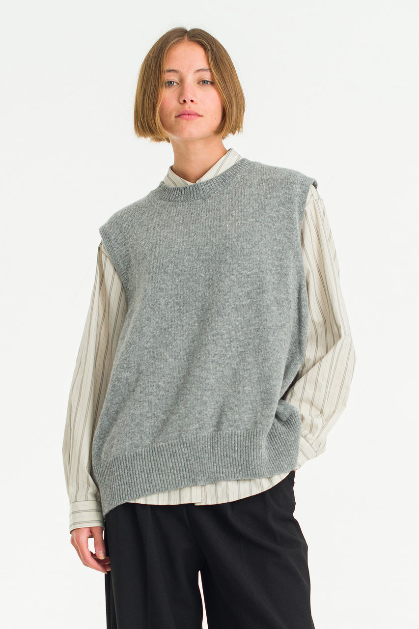 Leah Open Back Knit Vest, Grey
