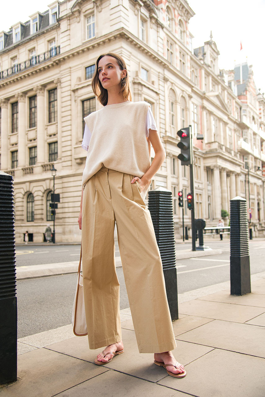 Leah Open Back Knit Vest, Oatmeal