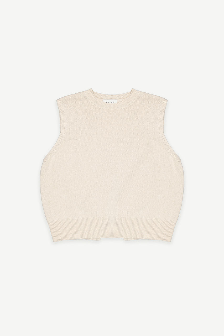 Leah Open Back Knit Vest, Oatmeal