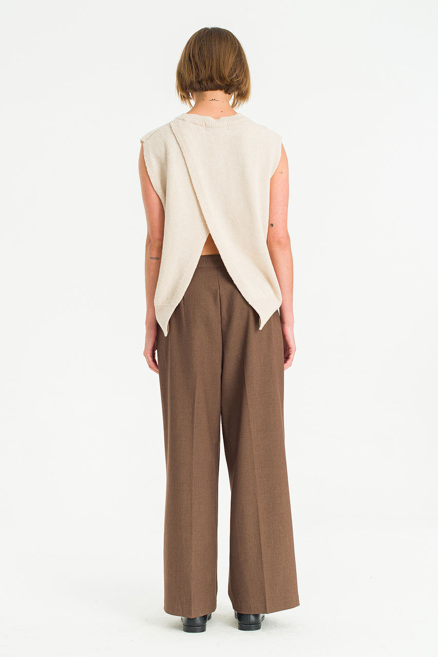 Leah Open Back Knit Vest, Oatmeal