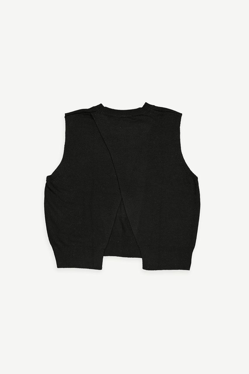 Leah Open Back Knit Vest, Black