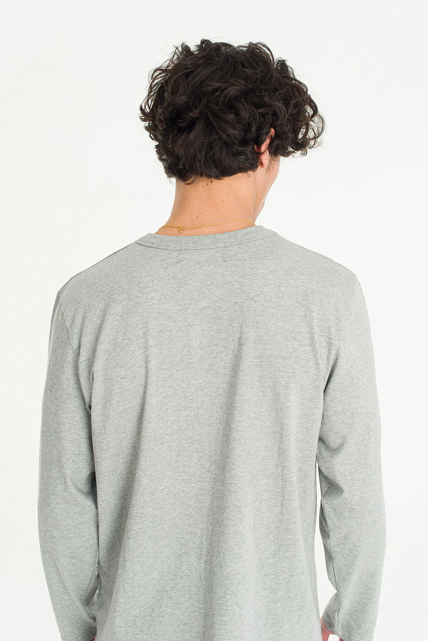 Menswear | Pocket Long Sleeve Tee, Grey Marl