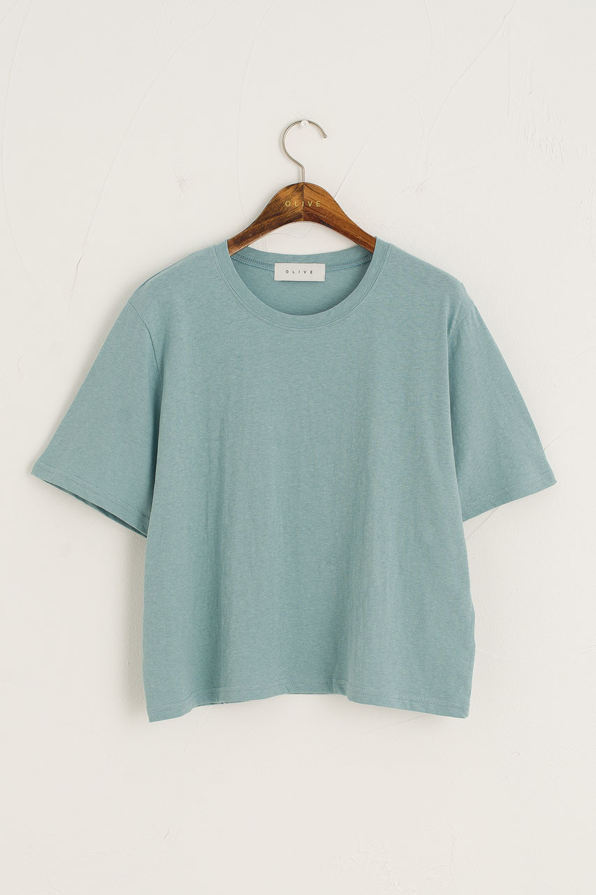 Dana Loose Fit Crop Tee, Washed Blue
