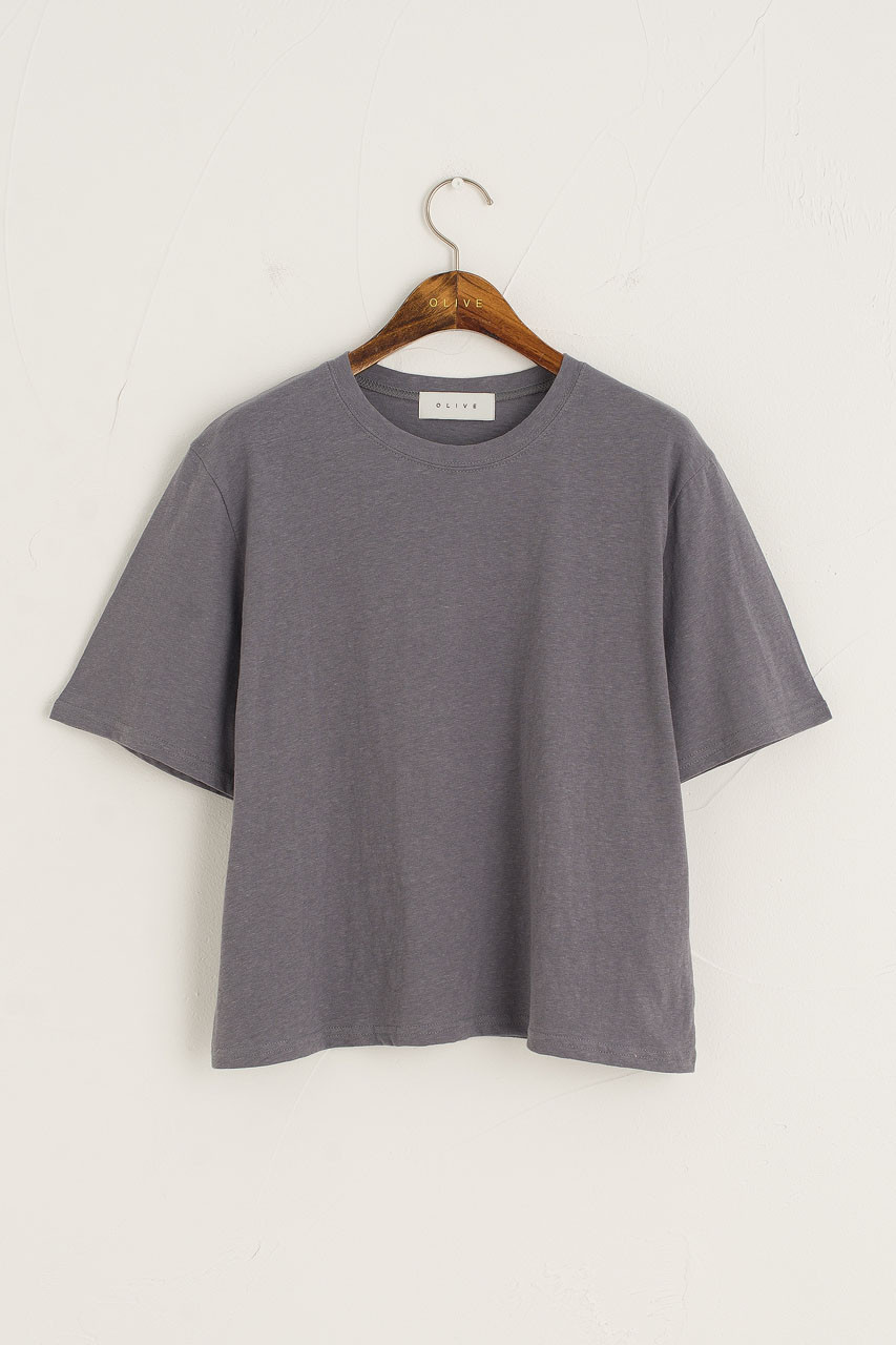 Dana Loose Fit Crop Tee, Charcoal