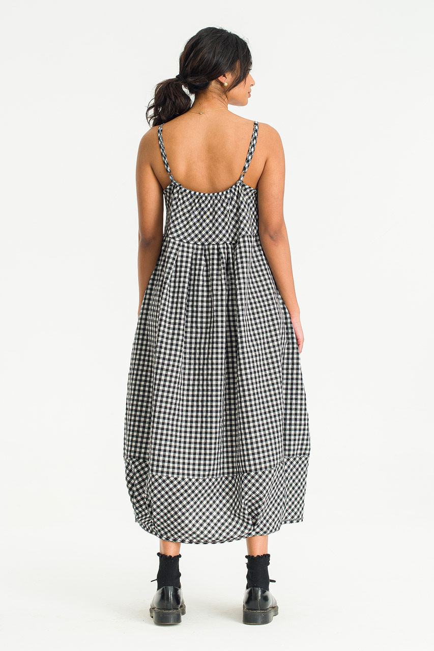 Gingham Pumpkin Slip Dress, Black