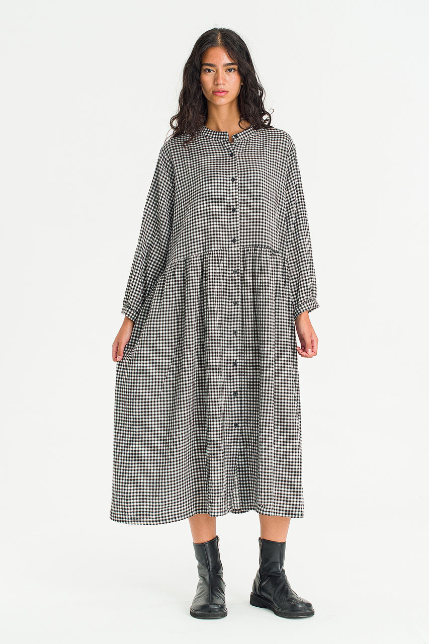 Gingham Pumpkin Slip Dress, Black