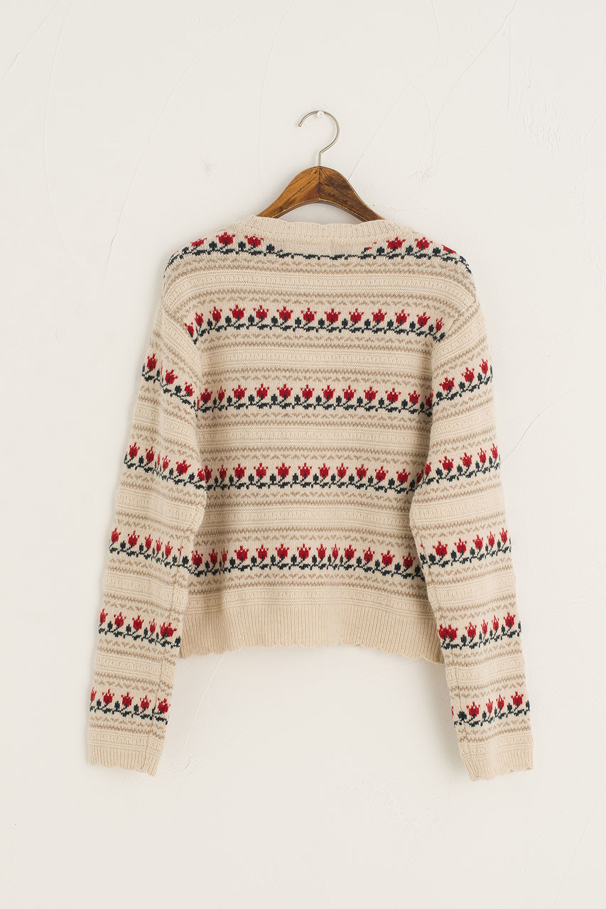 Vintage Style Tulip Cardigan, Beige