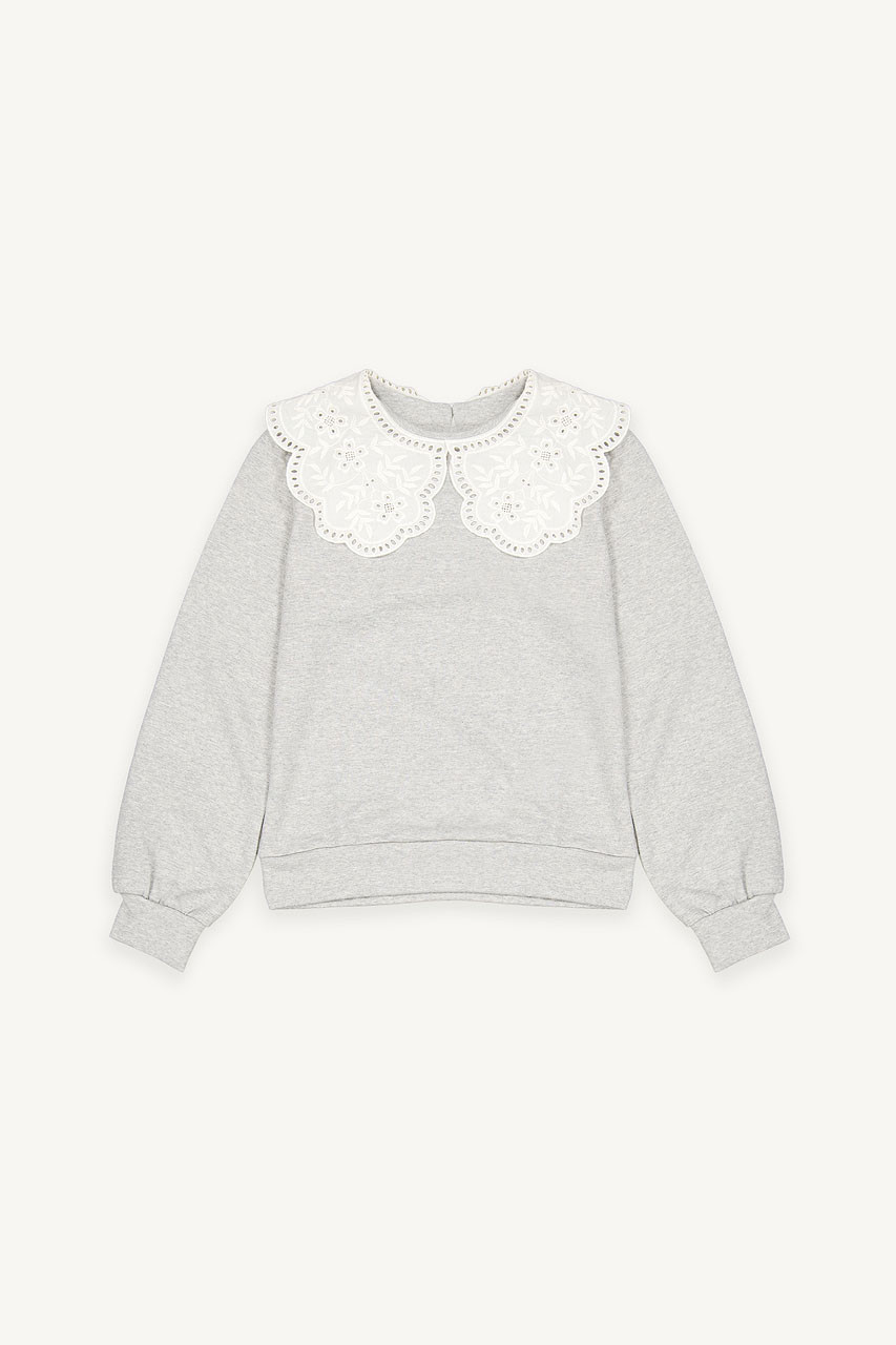 Big Lace Collar Sweatshirt, Grey