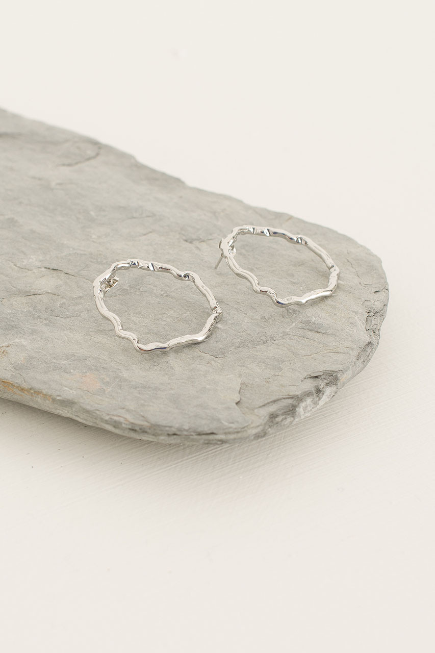 Volume Circle Studs, Silver Plated