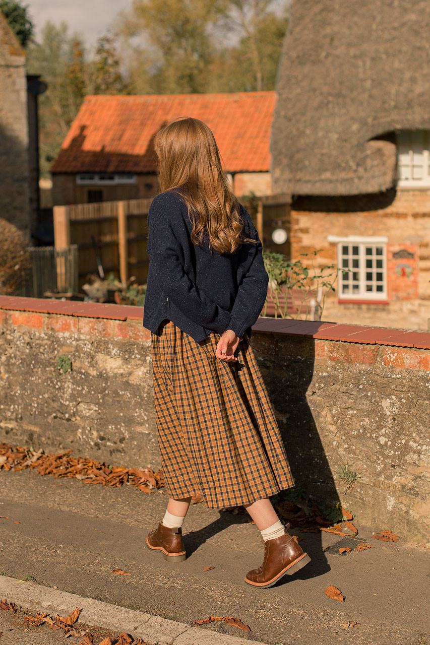 Kaneko Check Dress, Burnt Orange