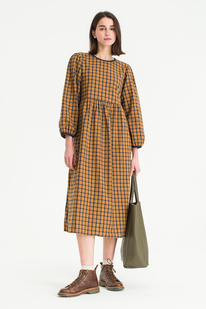 Kaneko Check Dress, Burnt Orange