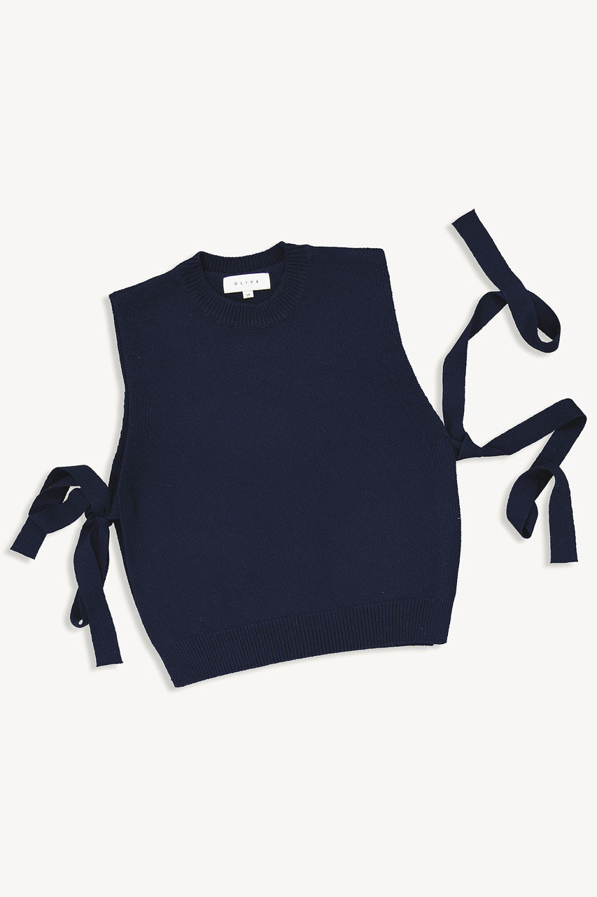 Side Ribbon Vest, Navy