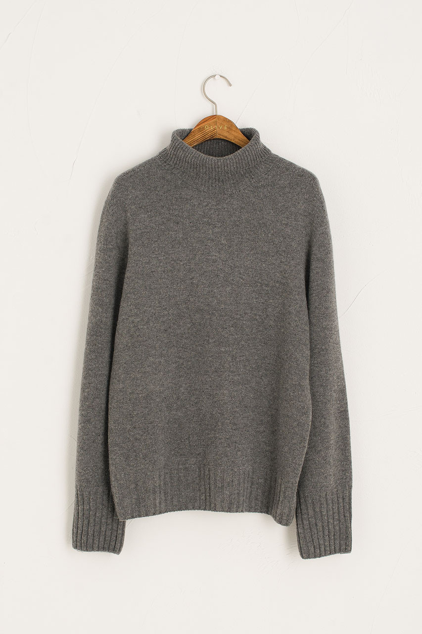 grey roll neck sweater