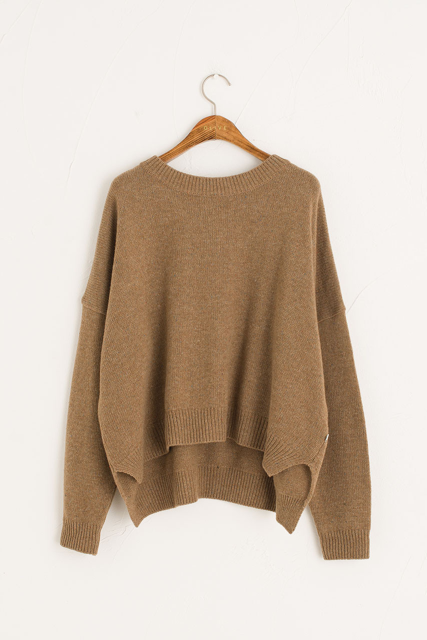 Boucle Round Neck Jumper, Hazel