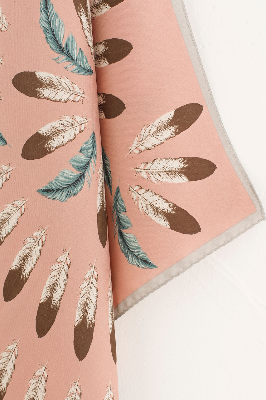 Feather Print Scarf, Pink