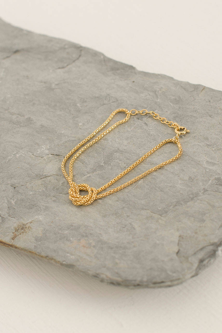 Clustered String Knot Bracelet, 14K Gold Plated