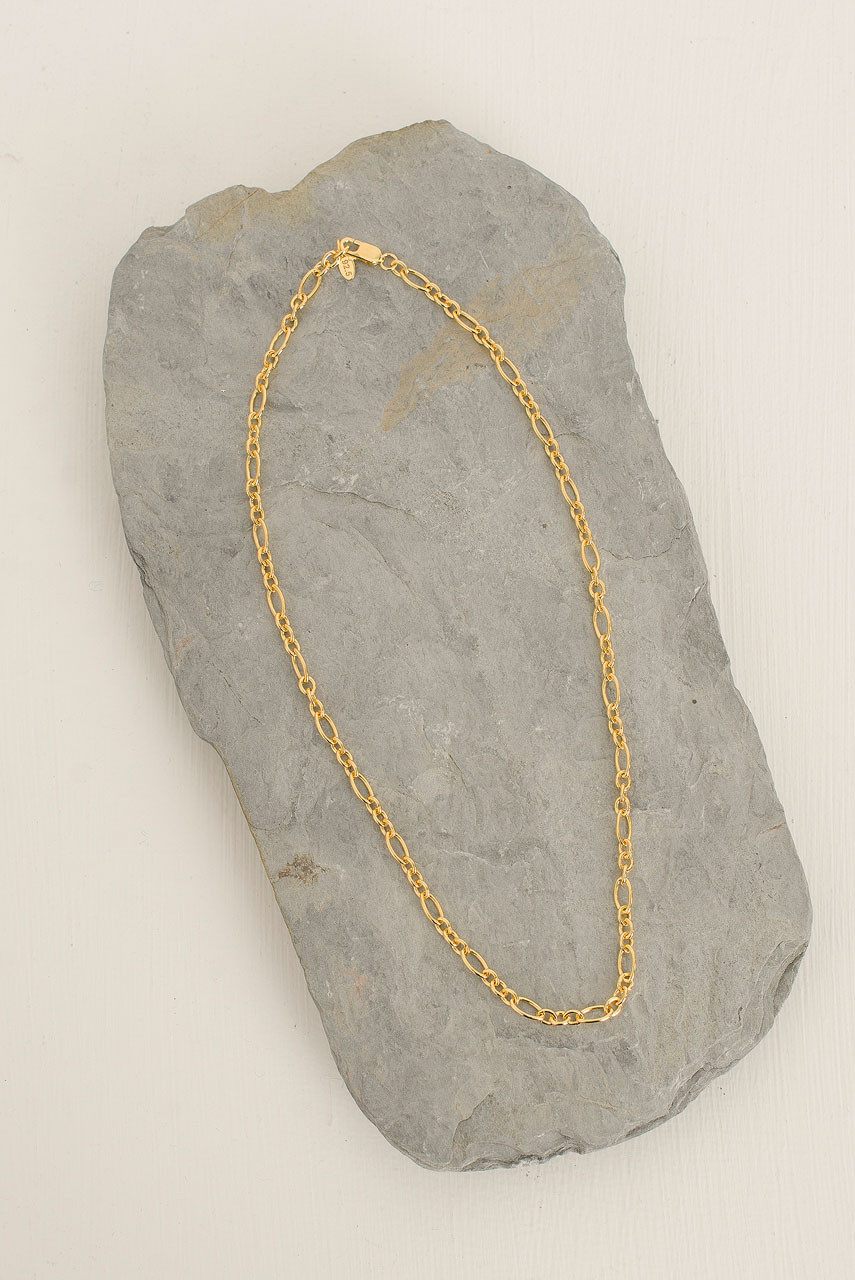 Mix Chain Necklace, 14K Gold Plated