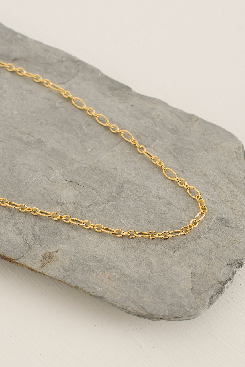 Mix Chain Necklace, 14K Gold Plated