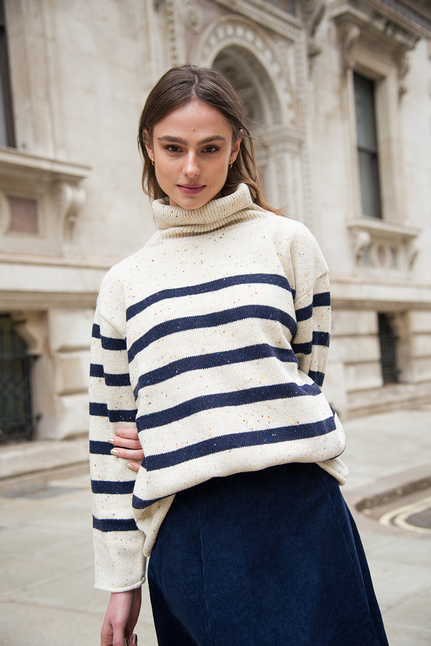 Striped turtleneck shop jumper