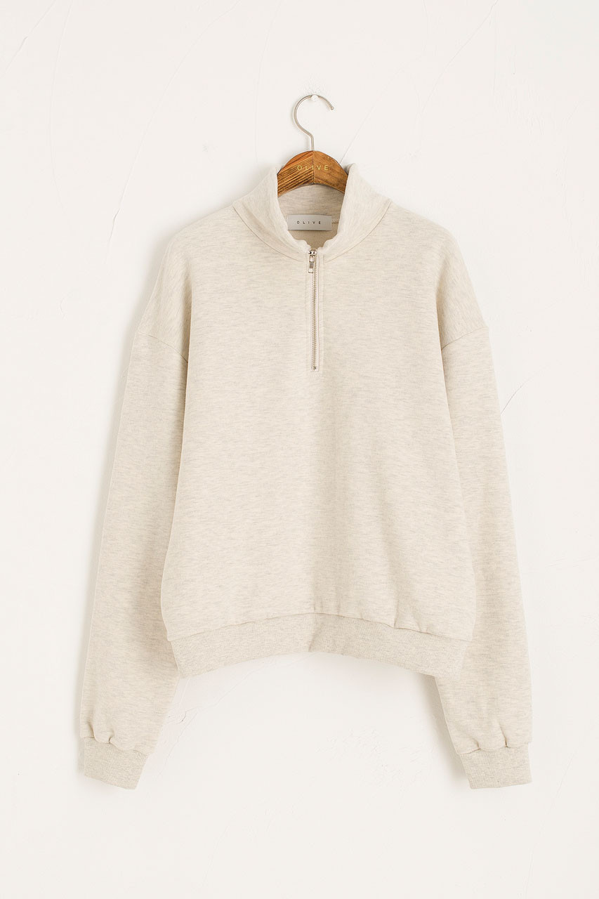 Half Zip Fleece, Oat