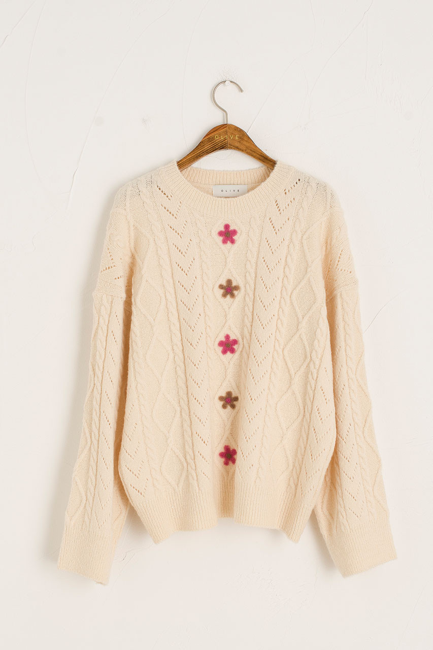 Evie Floral Jumper, Ivory