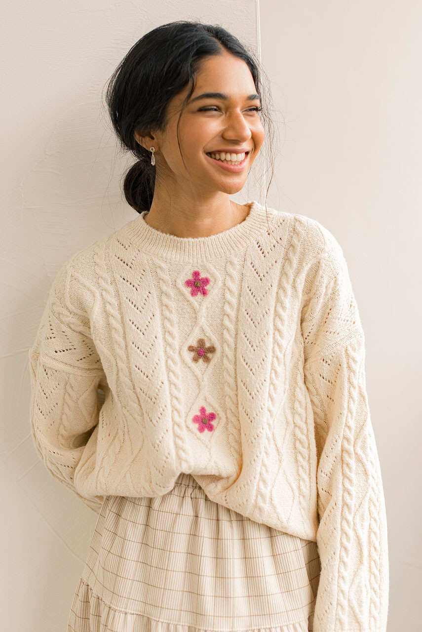 Evie Floral Jumper, Ivory