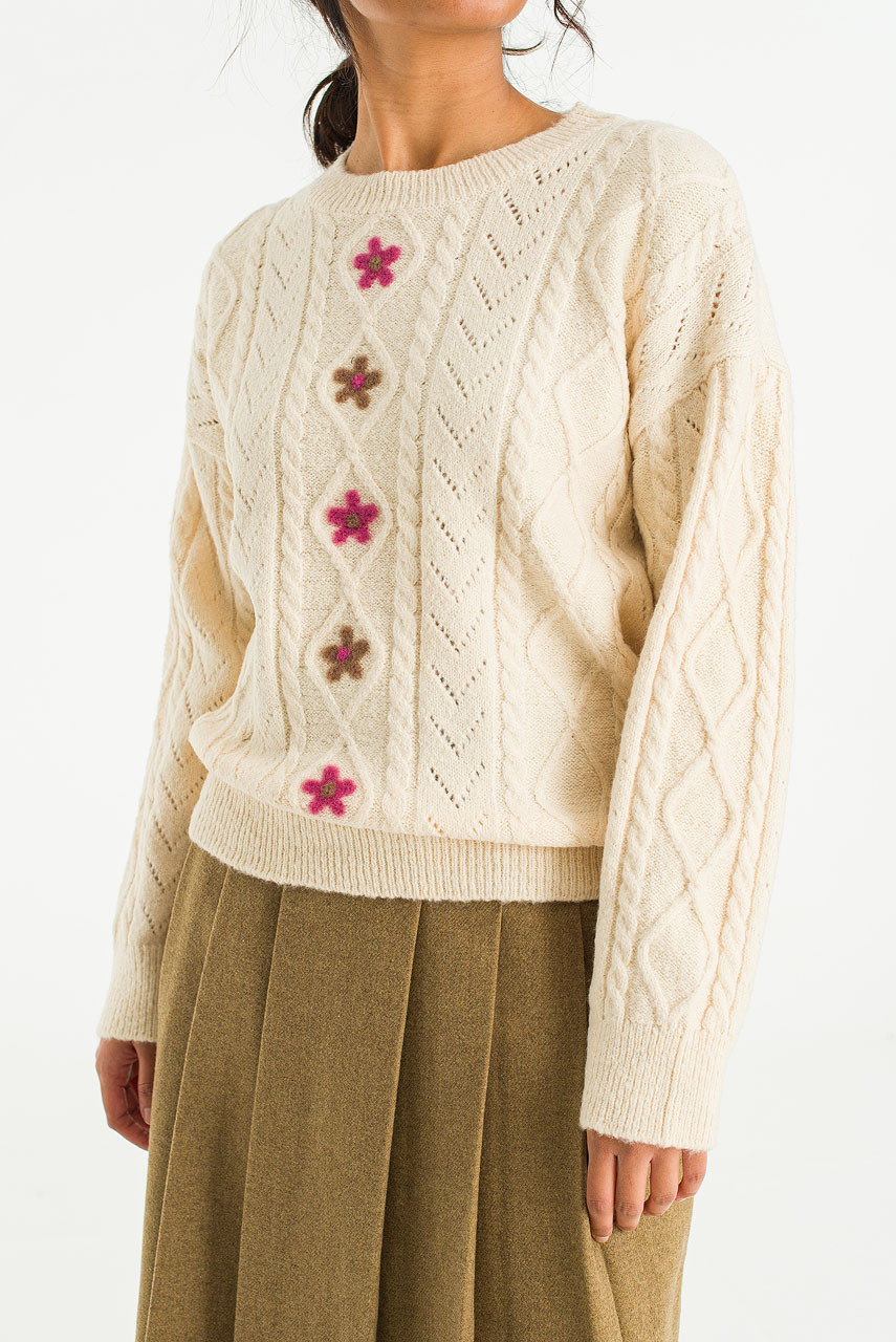 Evie Floral Jumper, Ivory