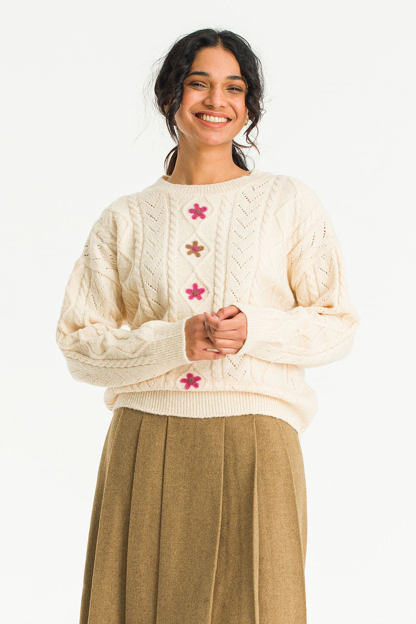 Evie Floral Jumper, Ivory