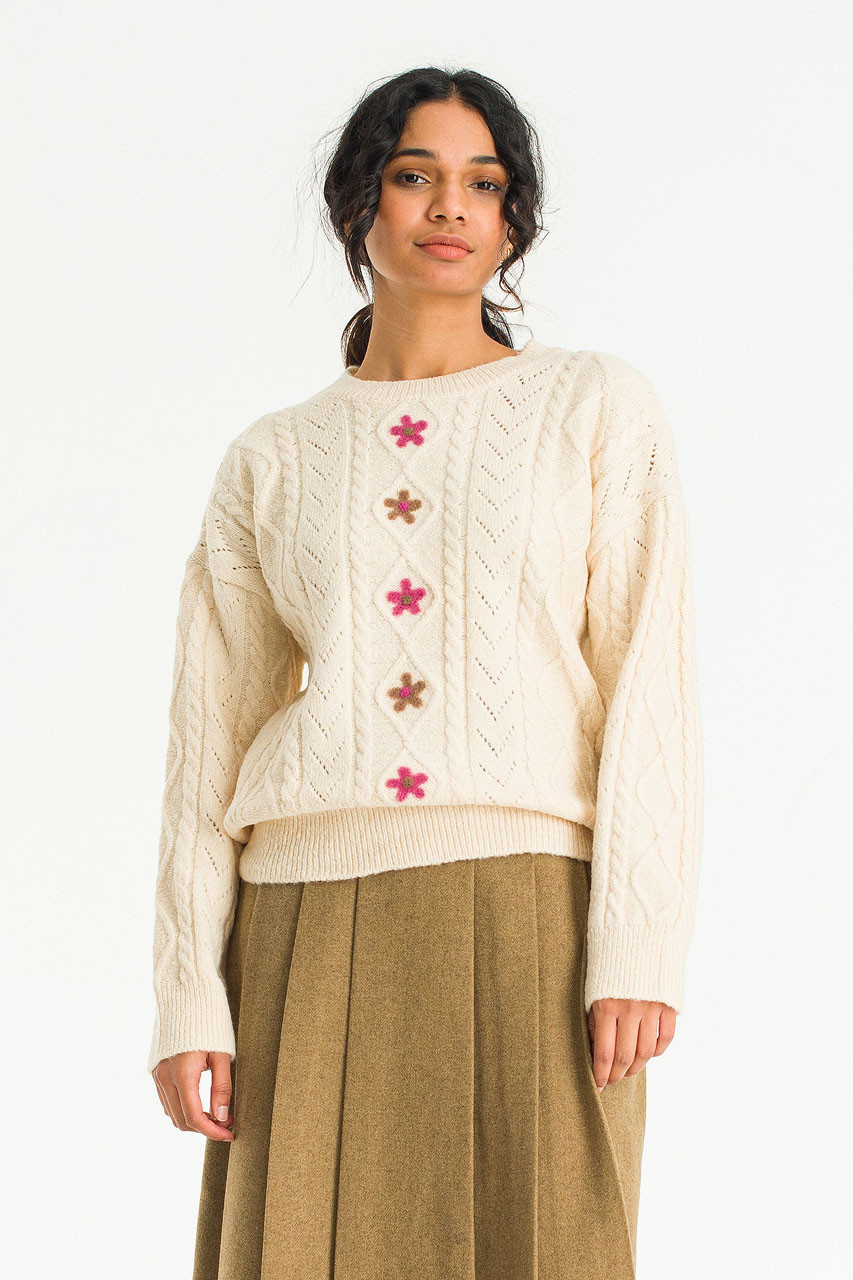 Evie Floral Jumper, Ivory