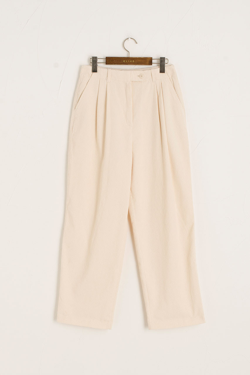 Cropped straight belted trousers ivory ladies  Morgan