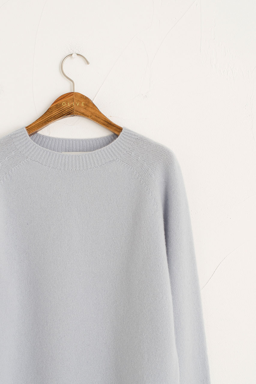 Soft Wool Raglan Jumper, Sky Blue