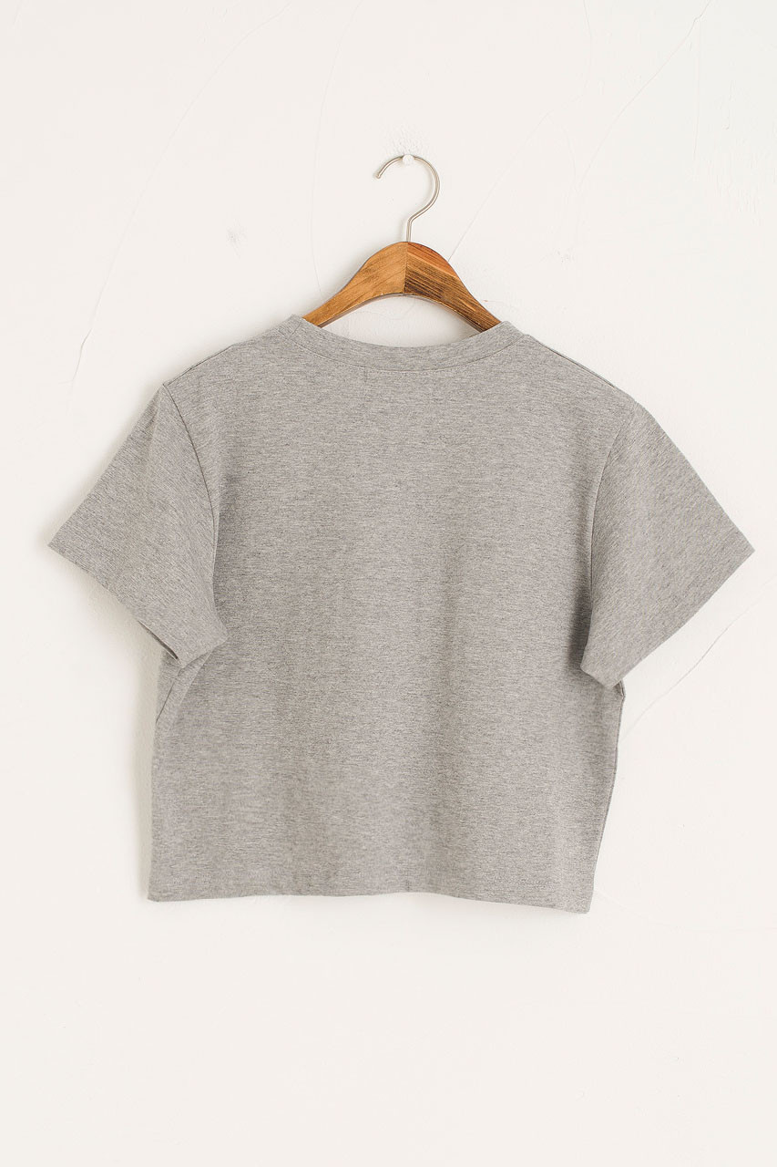 Yui Cotton Crop Tee, Melange Grey