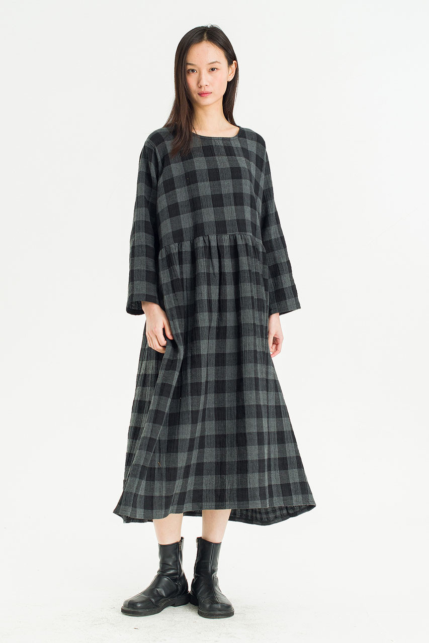 Poppi Double Faced Check Dress, Large Check