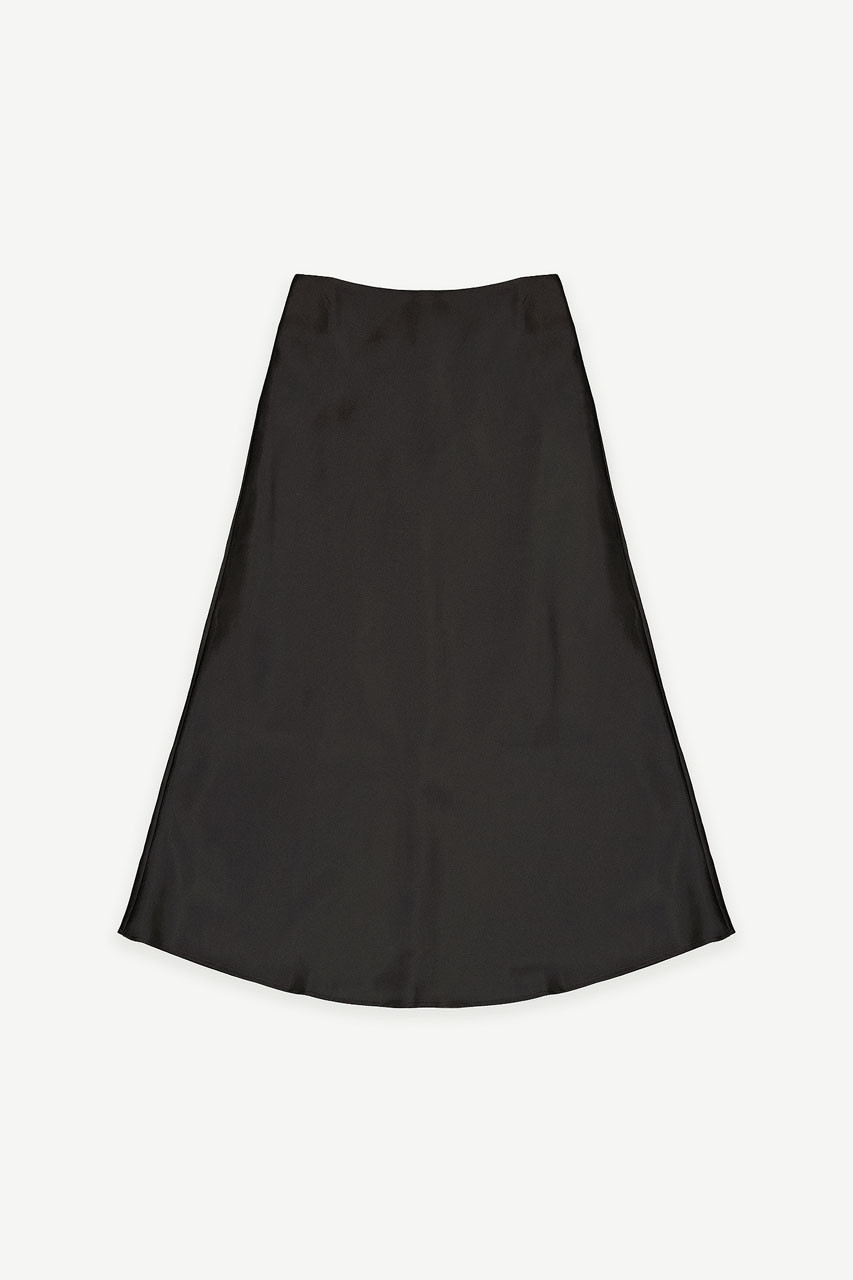 Riru Satin Skirt, Black