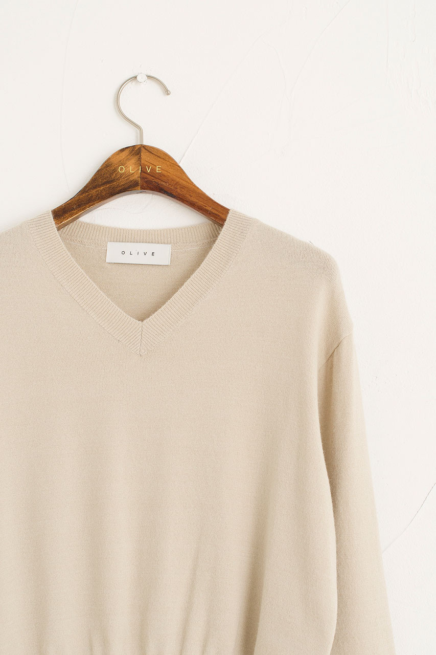 beige v-neck sweater