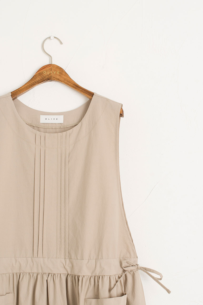 Open Apron Dress, Beige
