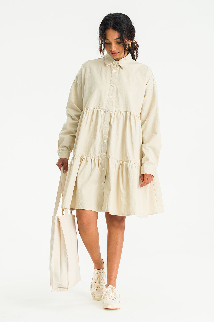 Leon Tiered Dress, Beige