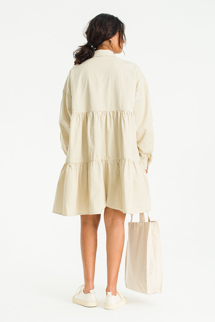 Leon Tiered Dress, Beige