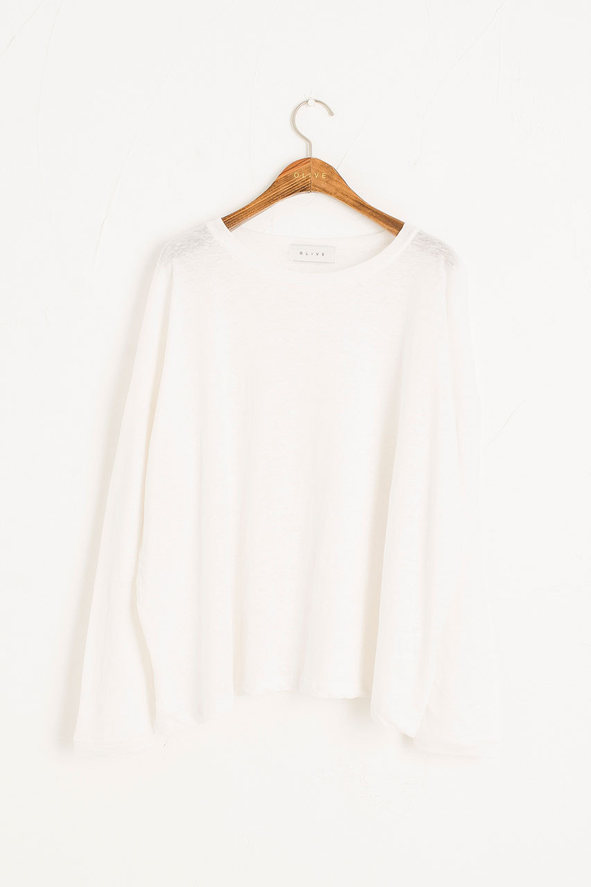 Linen Mix Basic Tee, Ivory