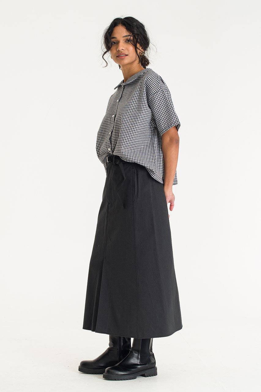 Gingham Check Collar Blouse, Black