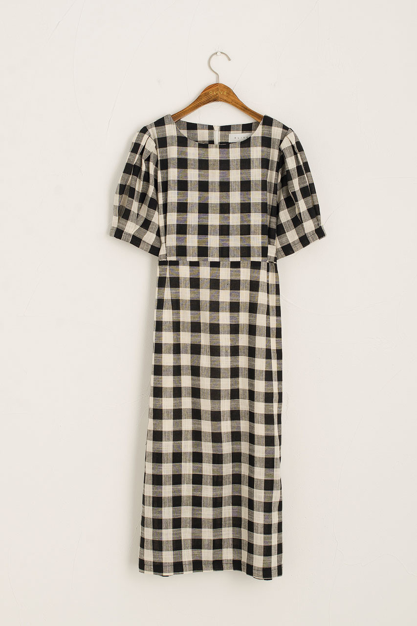 Vichy Check Dress, Black