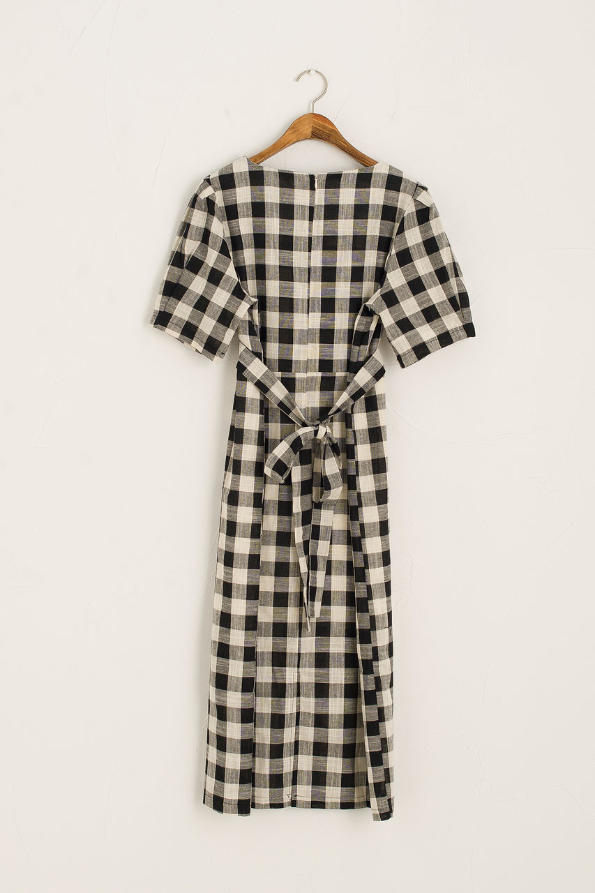 Black white hot sale check dress