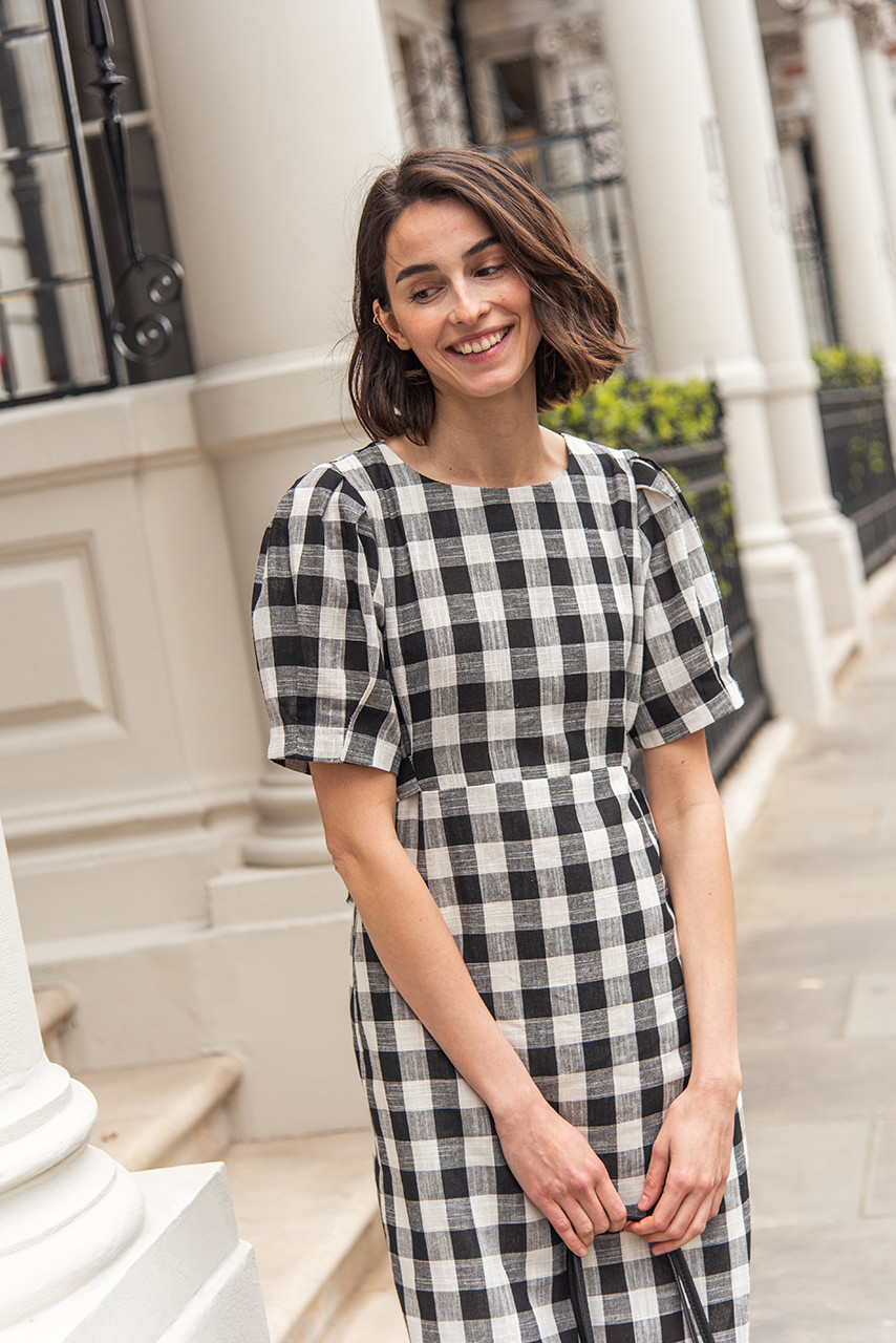 Multicoloured With White Checked Midi Fit and Flare Dress – SVB Ventures