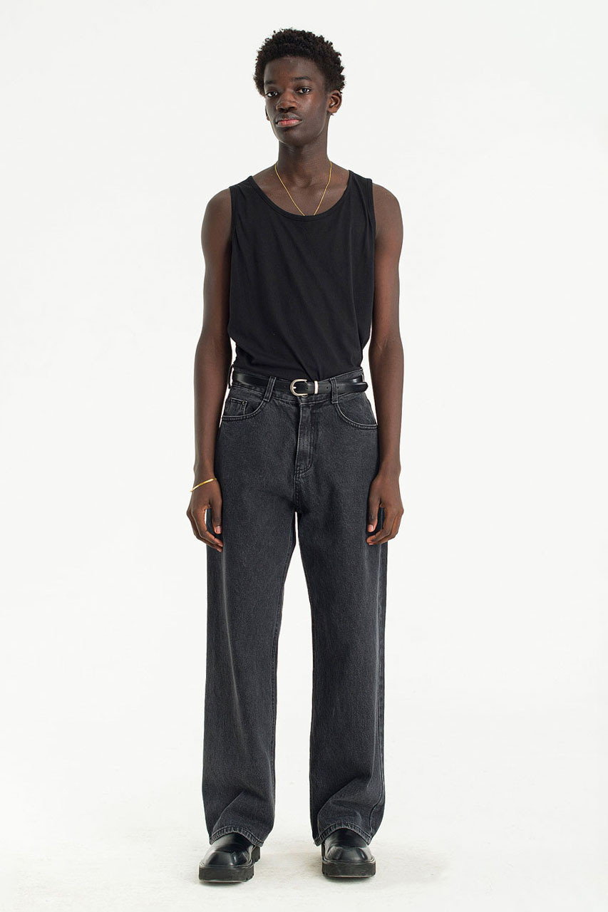 デニム・ジーパン IONSEOUL Dining Black Pintuck Wide Denim Menswear | Wide Denim Jeans, Black